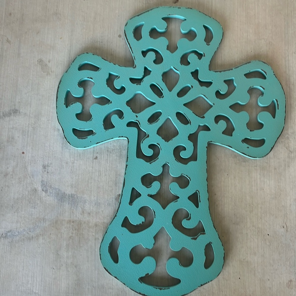 Decorative turquoise wall cross
